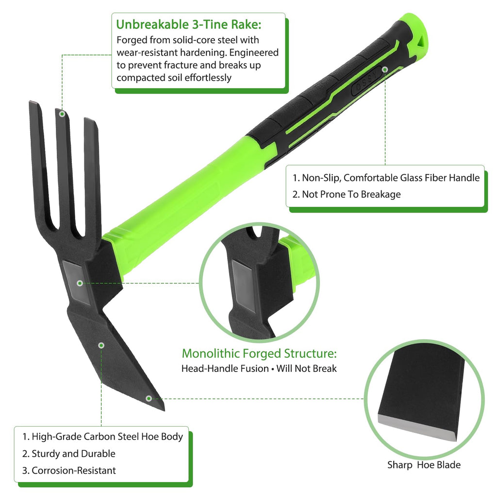 NAUKII 2pcs Garden Tools Comfortable Handle Hoes for Garden Work Carbon Steel Outdoor Tools