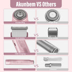Akunbem 2 in 1 Women Electric Shaver Dual Head Bikini Trimmer for Women IPX7 Waterproof Wet & Dry Use Body Hair Trimmer and Facial Hair Remover for Bikini Underarm Leg Arm Body Face, Pink