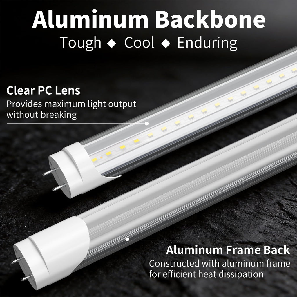 SUSLUM 10-Pack F32T8 LED Bulbs 4 Foot Type A+B Hybrid 24W 3200LM 5000K Daylight Aluminum and Shatterproof PC F40T12 Fluorescent Light Bulb Replacement, Single or Double Ended Powered
