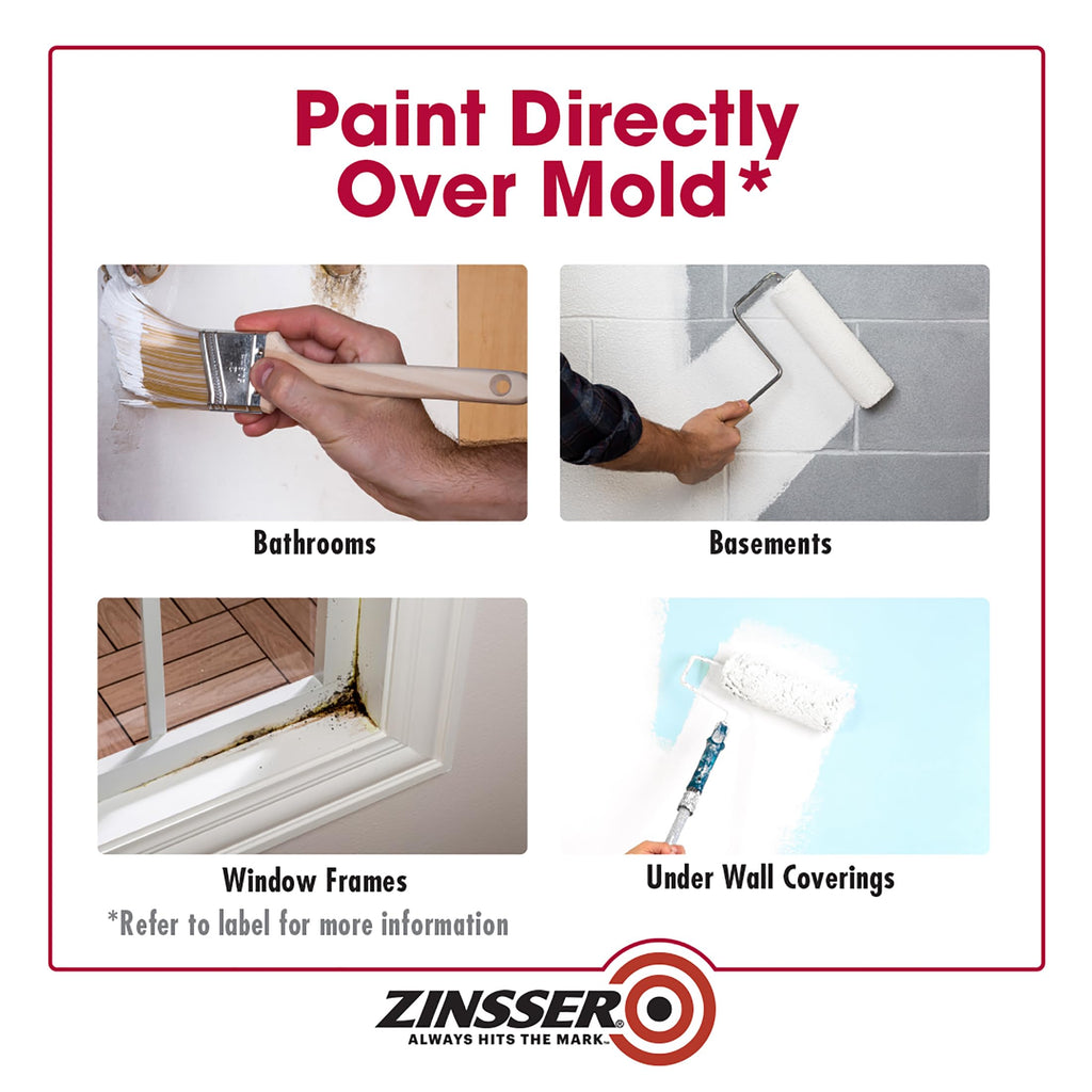 qt Zinsser 276087 White Mold Killing Primer Water-Based Mold Killing Primer