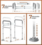 Soundfuse Toilet Safety Rails for Seniors, Adjustable Toilet Handles for Elderly and Disabled, Foldable Handicap Toilet Safety Frame Fit Any Toilets (350 LB)