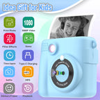 ESOXOFFORE Kids Camera Instant Print, Christmas Birthday Gifts for Kids Age 3-12, Selfie Digital Camera with 1080P Videos,Toddler Portable Travel Toy for 4 5 6 7 8 9 Year Old Boys Girls-Blue