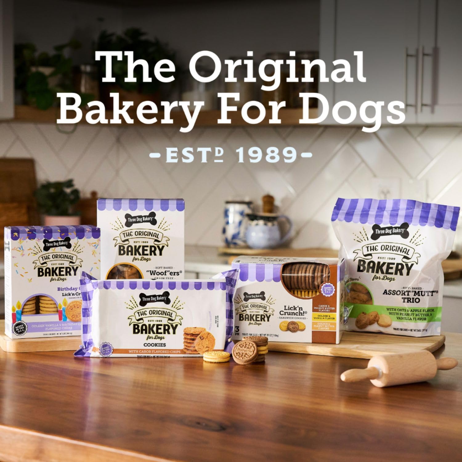 Three Dog Bakery Soft Baked PB&J Bites Dog Treats, Peanut Butter and Strawberry Flavor, Soft and Chewy Dog Cookies, Baked in The USA, 13 oz
