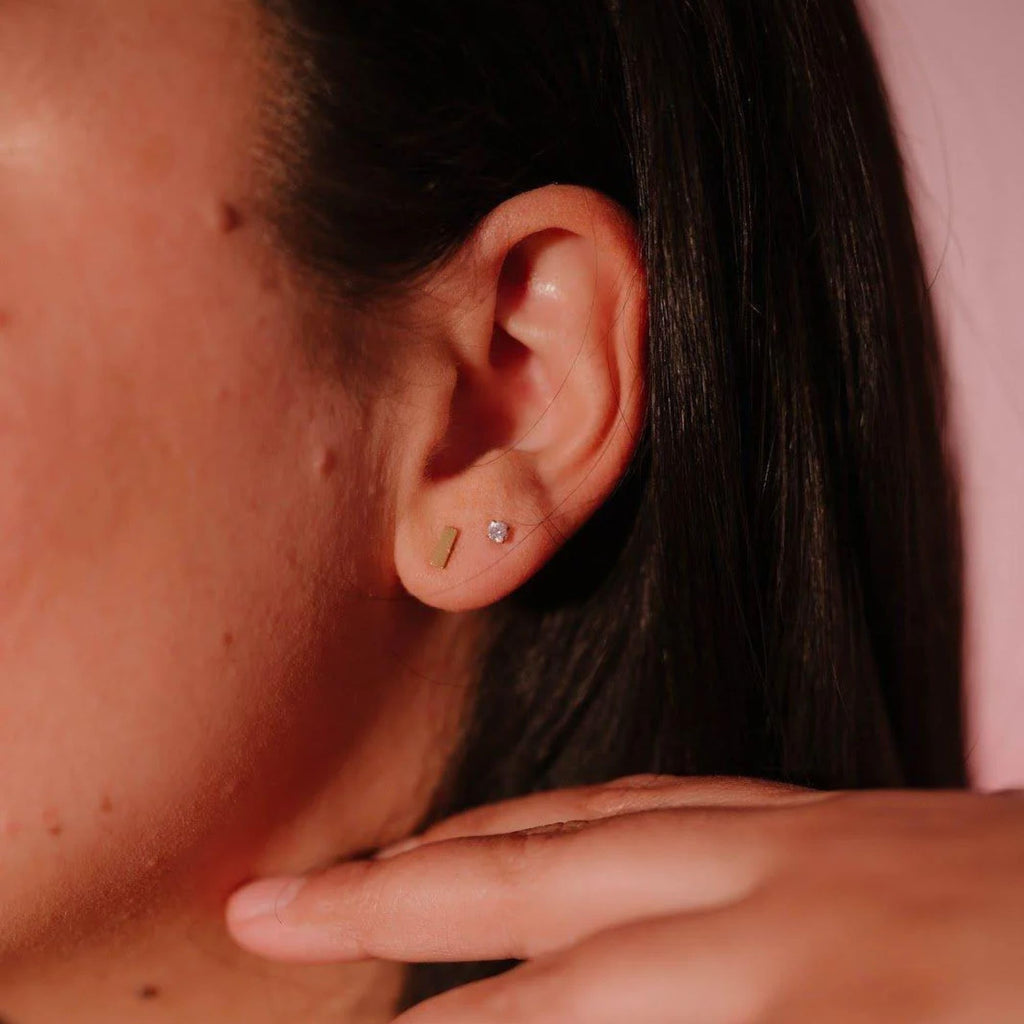 Cords Club Bar Flat Back Stud- Hypoallergenic Titanium Women's Earring