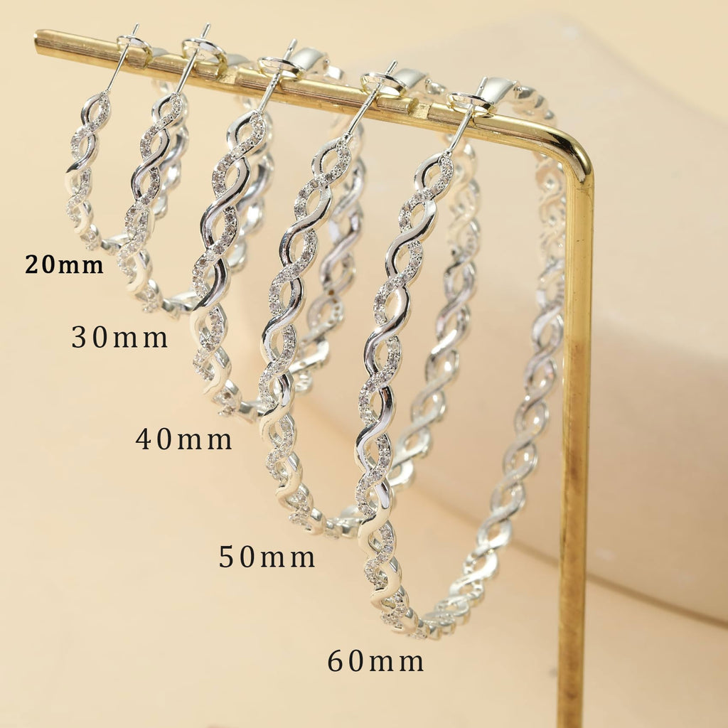 S925 Sterling Silver Hoop Earrings for Women Hypoallergenic Twisted Hoops