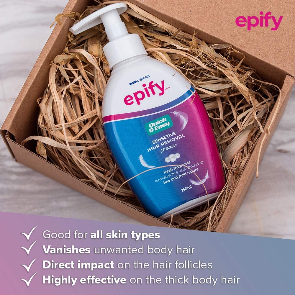 Epify Intimate Hair Removal Cream for Men and Women - Sensitive Skin, Pubic & Bikini Areas (Pack of 3)