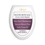 Bath Royale Slow Close Toilet Seat BR501-00 White Elongated, Stain-Resistant and Easy to Keep Clean, Heavy Duty Fits All Toilet Brands, Executive Series