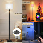 Qaubauyt Smart LED Floor Lamp with APP Control & RGB Colors - Dimmable Standing Lamp for Living Room, Bedroom, Gaming - Remote, Timer, 9W Bulb Included, 60.6" Modern Tall Lamp (White)