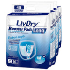 Incontinence Booster Pads by LivDry | Extra Absorbent Protection for Adults, Unisex | Disposable Comfortable Pad (48 Count, Long Length)