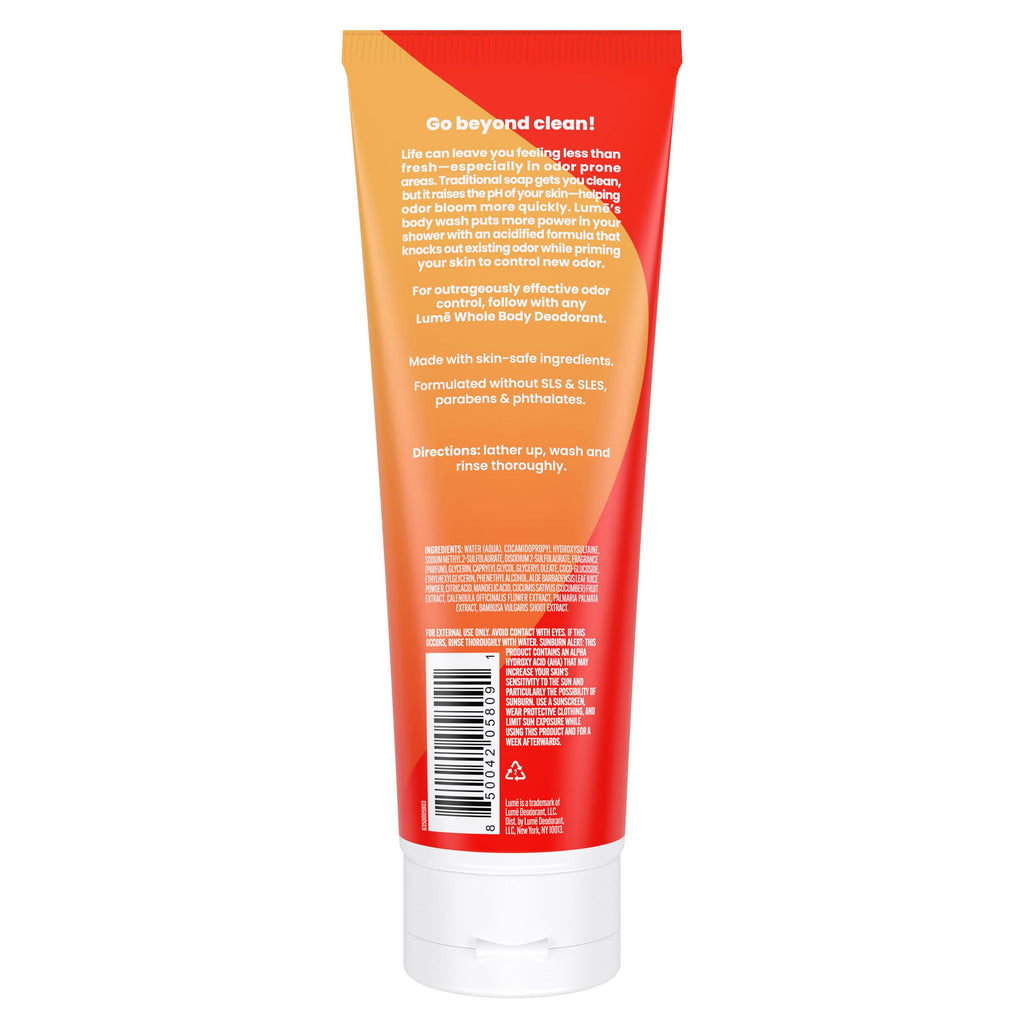 Lume Acidified Body Wash - 24-Hour Odor Control - Removes Odors Better Than Soap - Moisturising Formula - Formulated Without SLS or Parabens - OB/GYN Developed - 240ml (Clean