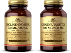Solgar Choline/Inositol 500 mg/500 mg,100 Vegetable Capsules-Energy Metabolism,Liver Health,Essential for Brain&Nerve Function-Non-GMO,Vegan,Gluten Free,Dairy Free,Kosher-50 Servings,(Pack of 2)
