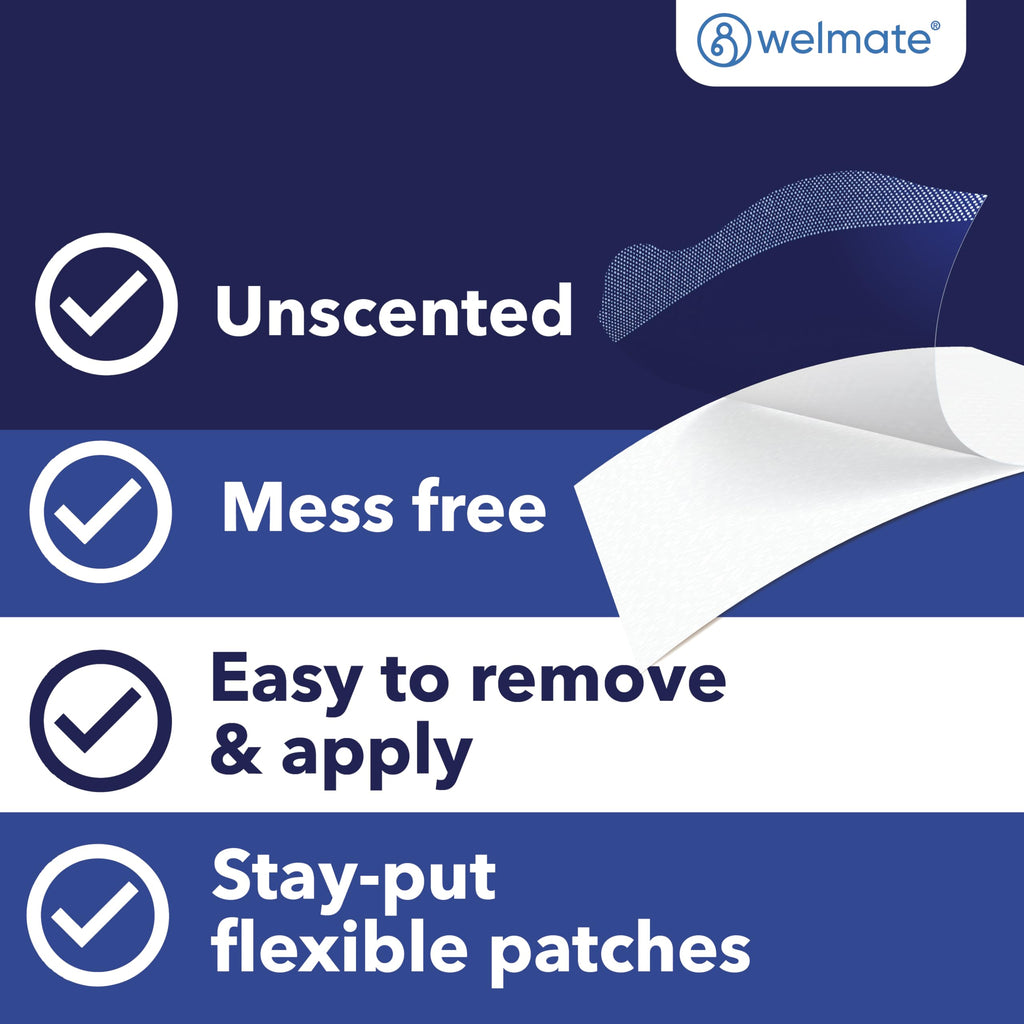 WELMATE - 4% Lidocaine Numbing Patch - Maximum Strength - Temporary Relief of Pain, Back, Neck, Shoulders, Knees, Elbows, Minor Skin Irritations - Topical Analgesic Unscented - 30 ct