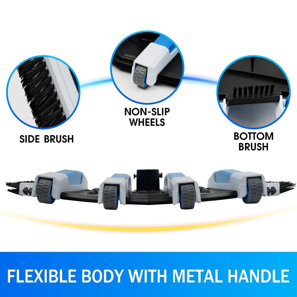 Extra-Wide 4LB Professional Weighted Vacuum Heads- Commercial-Grade Pool Vac Head with Direction-Control Handle,Brush & Wheels for Vinyl Liner-Deep Cleaning Inground & Above Ground Swimming Pool -Blue