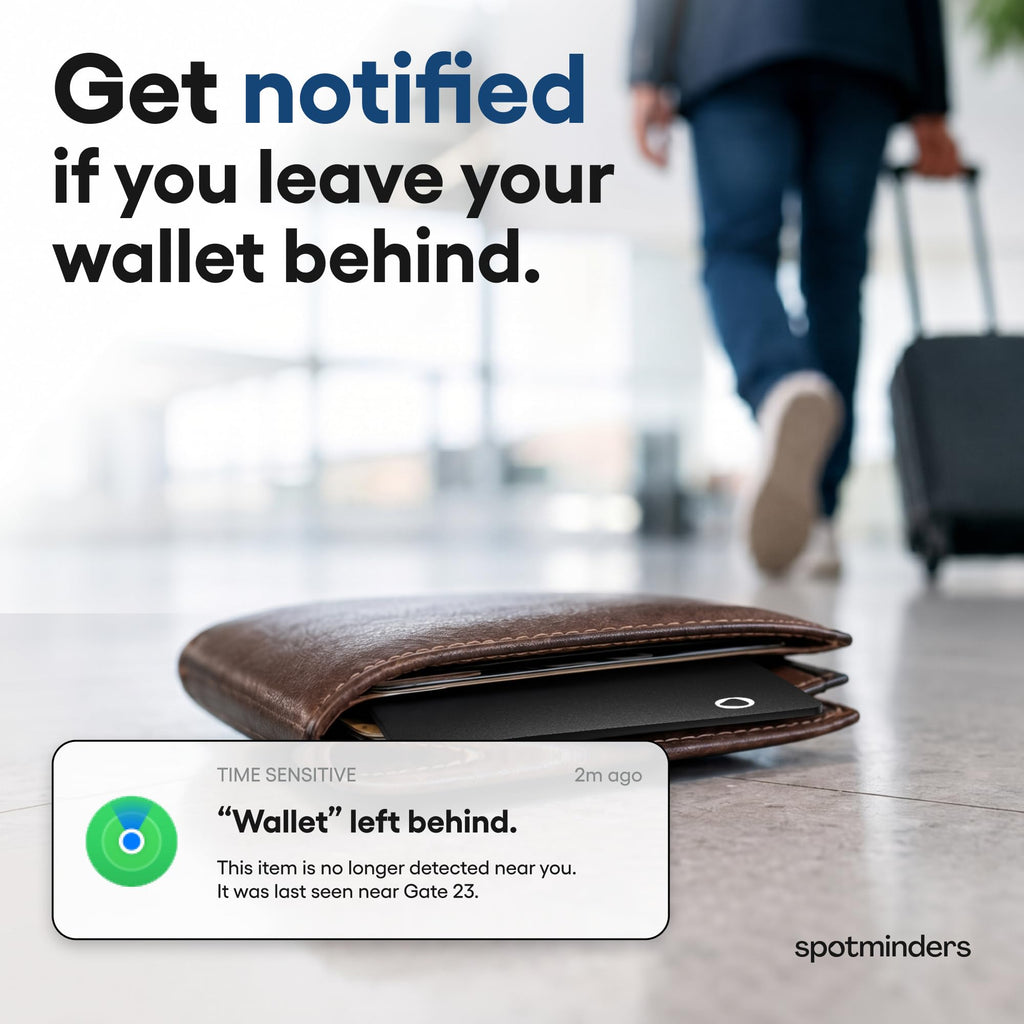SPOTMINDERS Apple MFi Certified Wallet Tracker PRO Works with Apple Find My IP68 Rechargeable Tracking Card for Wallet Luggage Passport 0.07in Slim Credit Card Design Item Finder