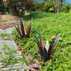 Metal Agave Plant Garden Art, 2 Pack Big Tequila Rustic Sculpture, Rustic Metal Agave Plants Lawn Home Ornaments, for Yard Stakes, Garden Figurines, Outdoor Patio (2 PCS Colorful with Light)