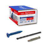 FixMaster 1/4 x 1-3/4" Countersunk Phillips Flat Head Blue Concrete Screw Anchors (100 pcs Screw Kit) with one Screwdriver and Drill Bit for Concrete, Masonry, Block, Brick and Wood Fastening