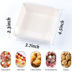 BUIYLV 50 Pack Charcuterie Boxes with Clear Lids, 4 Inches White Dessert Boxes To Go Disposable Mini Charcuterie Boxes for Cookie, Sandwich, Strawberry, Cupcake, Macaron, Cake Slice