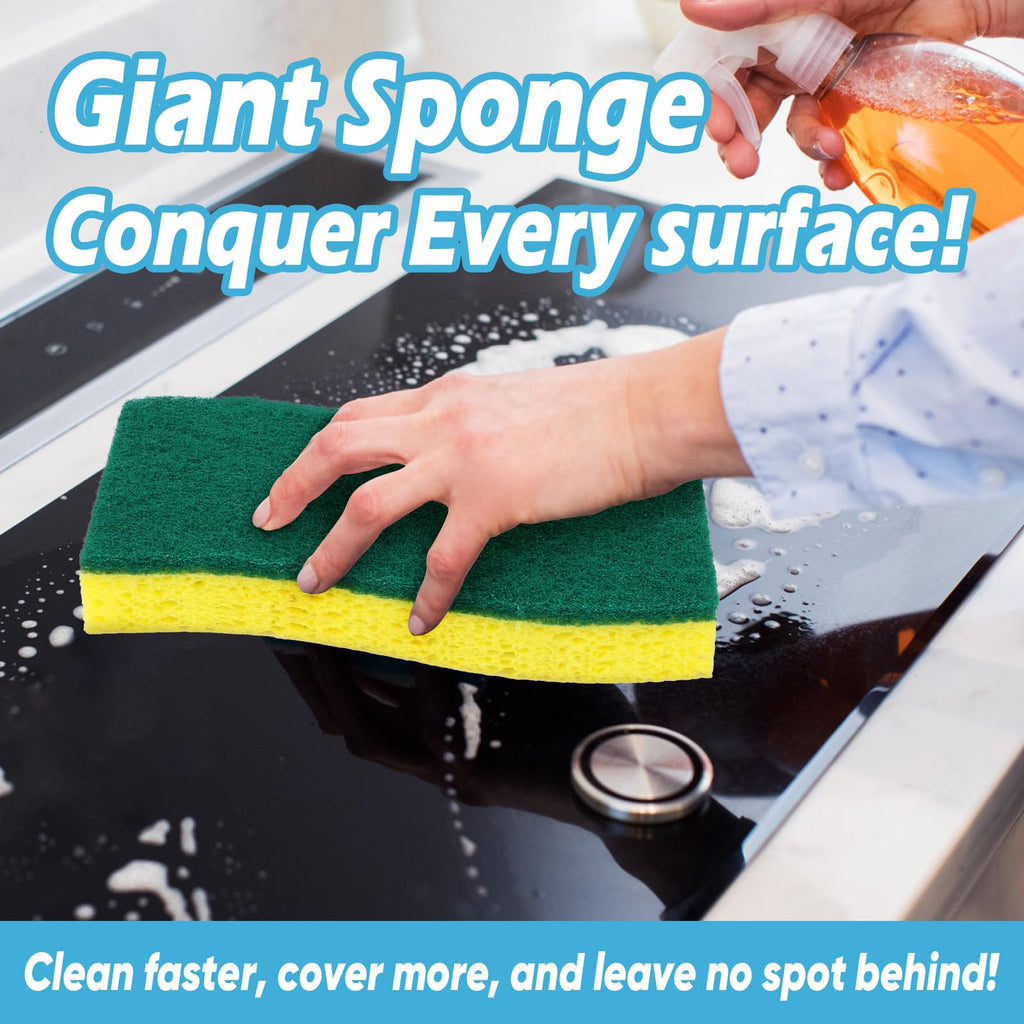 AIDEA XL Scrub Sponges 24Count, Sponges for Dishes, Extra Large Sponge for Cleaning Kitchen and Household, Heavy Duty Sponge Safe for Non-Coated Cookware, Cleaning Power for Bathroom, House