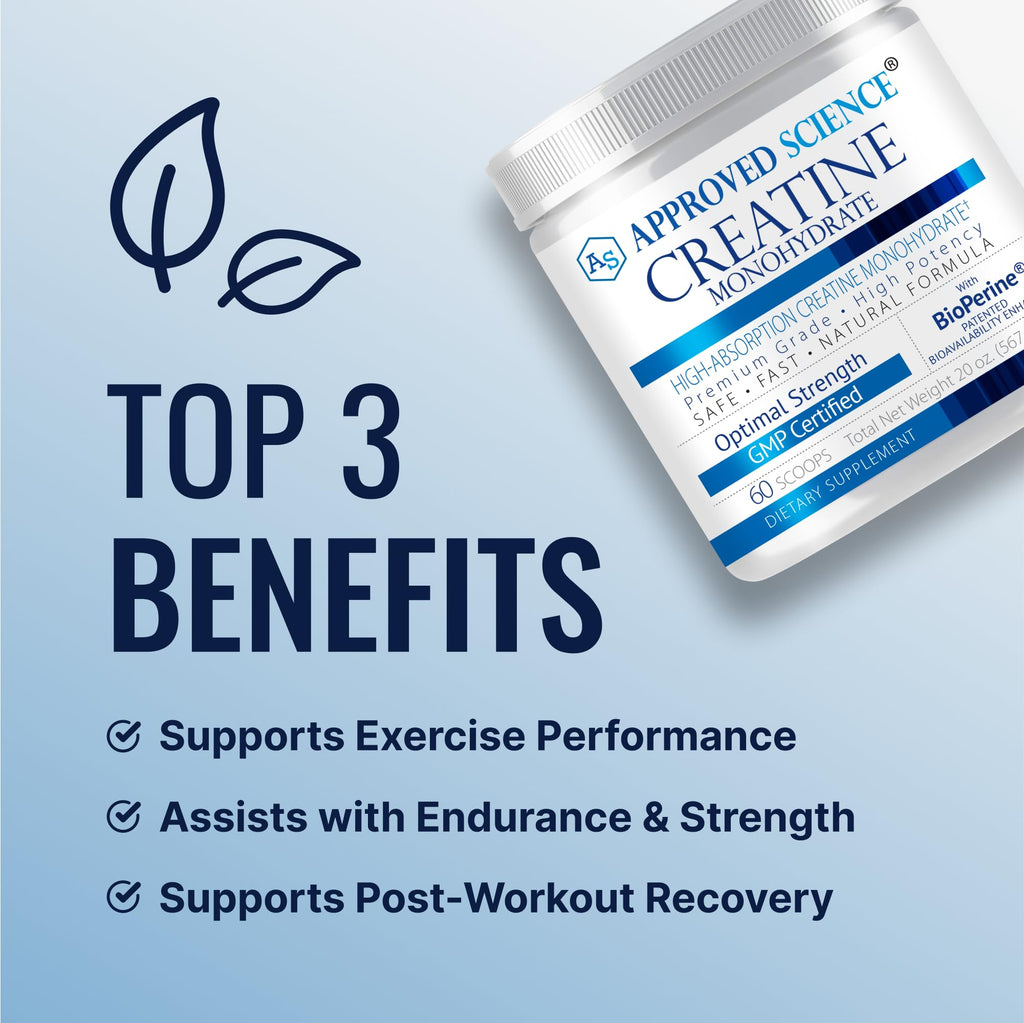 Approved Science Creatine Monohydrate Powder – with BioPerine – Supports Strength, Lean Muscle & Recovery – 5 g Per Serving – Unflavored Creatine Powder – Non-GMO, Vegan – 120 Servings (Pack of 2)