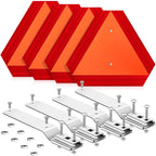 Yaocom 4 Sets Slow Moving Vehicle Sign with Mounting Bracket, 14 x 16 Inch Aluminum Triangle SMV Warning Reflective Sign, up to 7 Years Outdoor Use for Tractor, Golf Cart, ATV, UTV