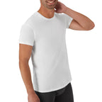 Hanes Mens Cotton, Moisture-wicking Crew Tee Undershirts, Multi-packs, White - 6 Pack, Large US