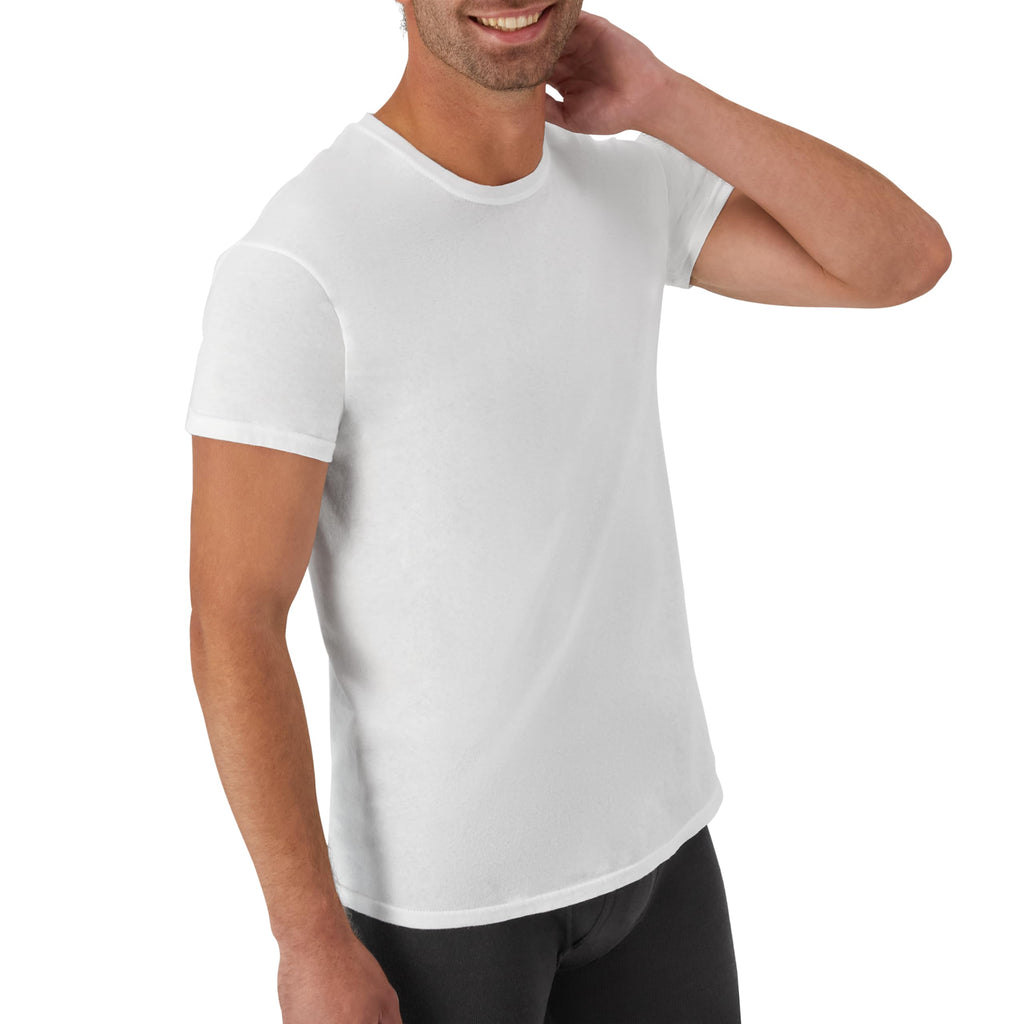 Hanes Men's Cotton, Moisture-Wicking Crew Tee Undershirts, Multi-Packs, White - 6 Pack, Small, 2135P6