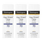 Neutrogena Age Shield Face Oil-Free Sunscreen Lotion with Broad Spectrum SPF 70, Non-Comedogenic Moisturizing Sunscreen to Help Prevent Signs of Aging, PABA-Free, 3 fl. oz (Pack of 3)