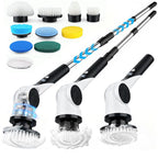 Electric Spin Scrubber, 3-Speed Cordless Shower Scrubber with 90° Adjustable & 10 Replaceable Brush Heads, 90 Mins Runtime & Full-Body IPX7 Waterproof Shower Cleaner Brush with Long Handle