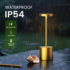 SAKRINGT 2 Pack Cordless Table Lamp Rechargeable, 5000mAh Battery Operated Portable Table Light,Dimming LED Table Lamp for Restaurant/Patio/Outdoor(Gold)