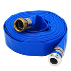 DAVCO 1.5" ID × 50 ft Pool Backwash Hose, Heavy Duty Reinforced Blue PVC Lay Flat Water Discharge Pump Hoses For Swimming Drain Pools and Clean Filters, With Aluminum Pin Lug Fittings