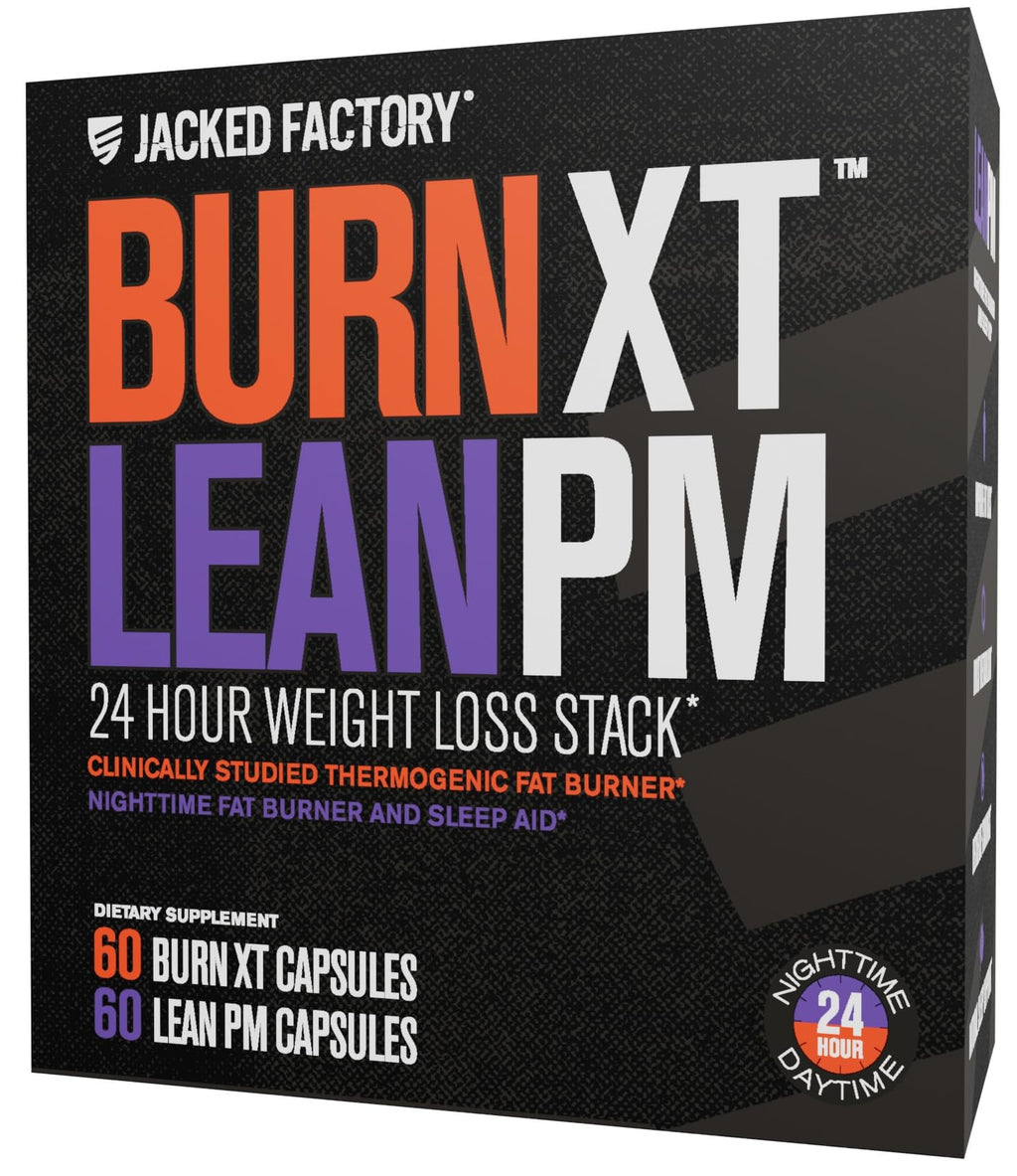 Jacked Factory Burn-XT + Lean-PM Kit - 24-Hour Weightloss Stack w/Clinically Studied Thermogenic Fat Burner & Nighttime Weight Loss Sleep Aid - 60 Count, 2 Pack