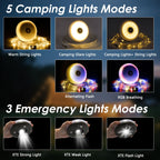 2Pack Camping String Lights, 4-in-1 Quick Storage Camp Light, 8Mode 32.8FT Hanging Tent Lights, Rechargeable Camp Lamp As Camping Essentials Gear, Waterproof LED Lantern for Hiking Travel Patio Party