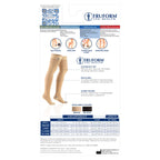 Truform 20-30 mmHg Compression Stockings for Men and Women, Thigh High Length, Dot Top, Closed Toe, Beige, Large