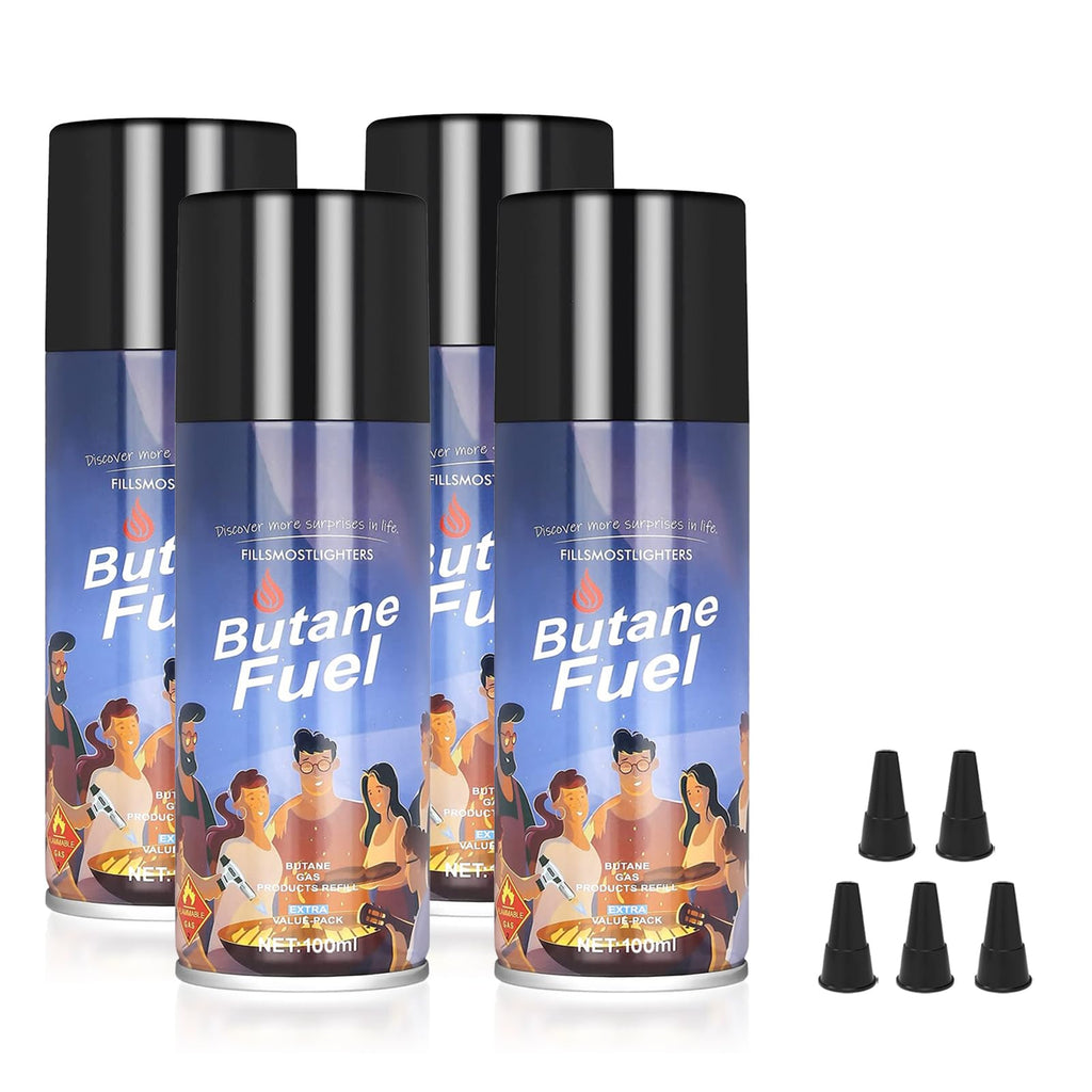 KinetiFire Premium Butane Refill with 0 Impurities, Premium Quality Butane Fuel for Jet Flame Lighters and Torches, 1.9oz (100ml), 4 Pack