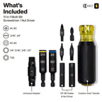 Klein Tools 32500HD Multi-Bit Screwdriver/Nut Driver, Impact Rated 11-in-1 Tool with Phillips, Slotted, Square and Torx Tips