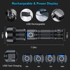 MILAOSHU Rechargeable Flashlights 90000 High Lumens - 2 Pack, Super Bright 12 Hours Long Life LED Flashlight with 5 Modes, High Powered Flash Light for Home, Outdoor