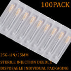 100Pack 25Ga 1Inch/25mm Disposable Dispensing Lab Supplies Individually Sealed Packaging