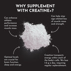 JUST INGREDIENTS Creatine Monohydrate Powder with Rejen Fulvic Mineral Complex - Supports Muscle Recovery, Energy, Strength, Cognitive Function - 30 Servings