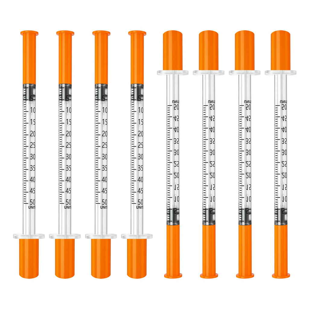 jeringas con agujas para inyectar, 0.5mL 31G 5/16" (8mm) jeringas de insulina, Individually Wrapped, 100 Pack