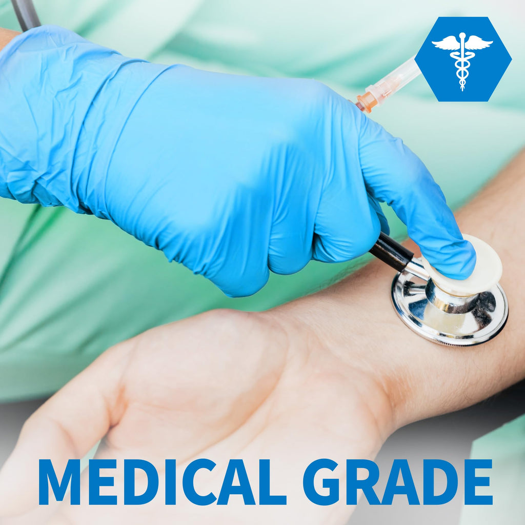 Medguy Medical Blue Nitrile Disposable Exam Gloves 4Mil Powder-Free 100 (L)