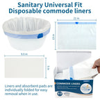 Commode Liners with Absorbent Pads | 100Bags+100Pads for Bedside Toilet Chair Bucket | Universal Fit | Bedside Commode Liners and Pads(100Bags + 100Pads)