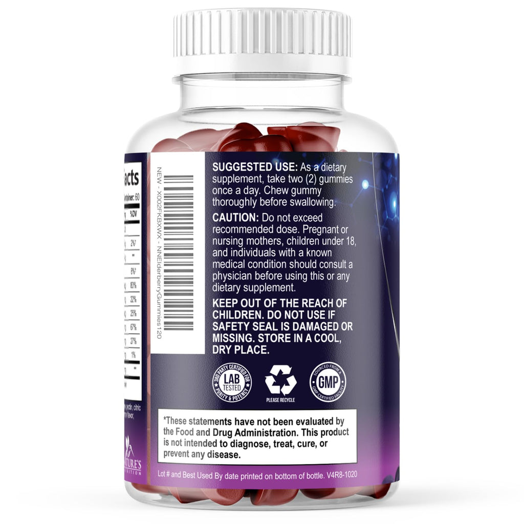 Elderberry Gummies - 3X Strength Black Elderberry Immune Support Gummy with Vitamin C, D3 and Zinc for Kids & Adults, Immune Health Support Supplement Gummy, Black Elder Berry Vitamins - 120 Gummies
