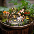 58 Pcs Miniature Garden Set Flower Angel Fairy House Animals Trees Diorama Supplies Fairy Village Mini Terrarium Figurines Micro Landscape Ornaments for DIY Garden Decor Succulent Dollhouse Craft
