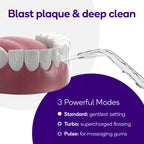 Burst Electric Water Flosser for Teeth Cleaning (3 Modes/Rose Gold) | Cordless | Plaque Removal Between Braces & Dental Work | Portable Floss | Refillable 110mL Tank