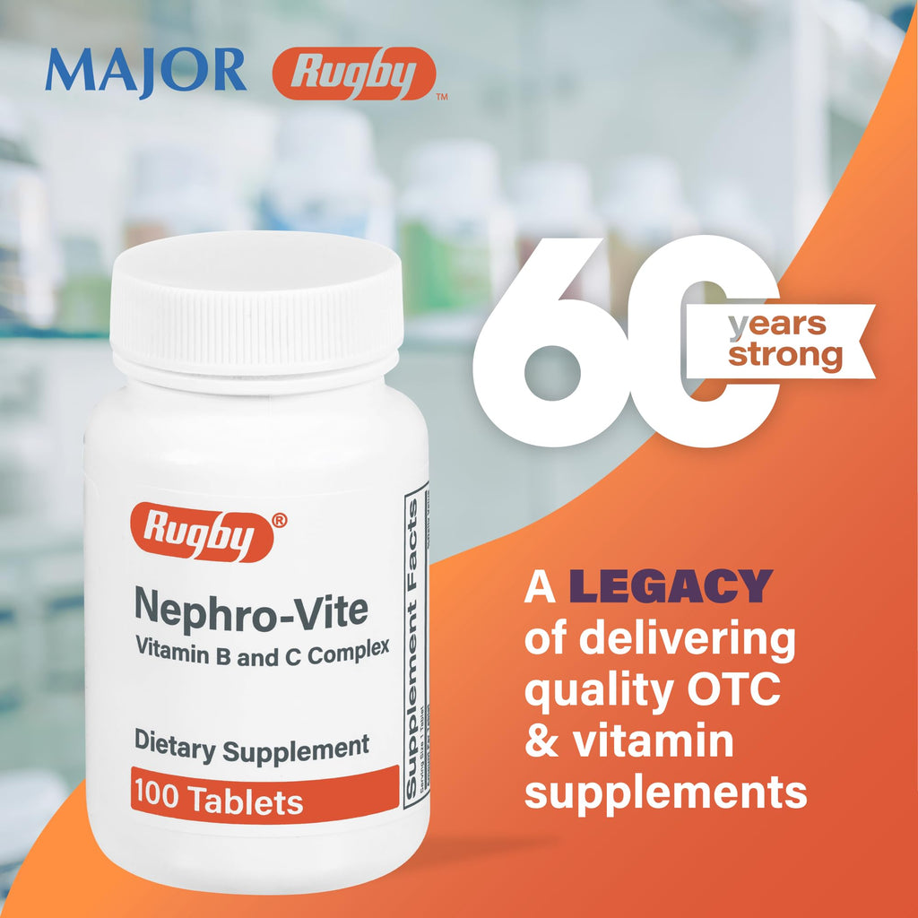 Rugby Nephro-Vite Vitamin B and C Complex Tablets - Dietary Supplement - 100 Count (3 Pack)