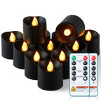 Homemory 24Pack 400+Hour Remote Control Flameless Candles, 2/4/6/8H Timer Led Votive Candles, Battery Operated Tea Lights for Wedding Table Centerpiece, Holidays, Halloween Pumpkins-Black