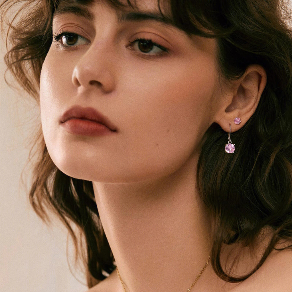 Multicolor Crystal Dangle Studs Earrings Set for Women 925 Silver Hypoallergenic Dangle Earrings Leverback Drop Earring Fashion Cubic Zirconia Leverback Stud Earring Sets Trendy Cubic Zirconia Jewelry Gifts for Women