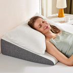 Sweetcrispy Wedge Pillow, Body Pillow for Sleep Apnea, Neck Pain Relief, Post Surgery, Sleeping Comfort, Acid Reflux, Heartburn, Back Pain Relief and Snoring, 7.5Inch White& Grey