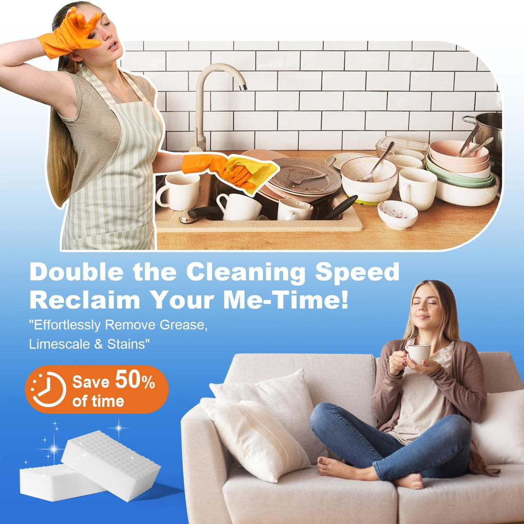 Dr.Wow 50 Ct Thick Melamine Sponges 1.18in - Sink, Bathtub & Tile Cleaner(Ultra-Durable)
