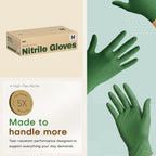 SUP Powder-Free Nitrile Exam Gloves, 100 Count Food Safe Latex-Free Disposable Gloves for Medical Cooking Household Cleaning Food Prep, Green (Medium)